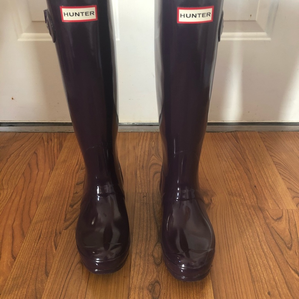 Women's Original Tall Gloss Purple Hunter Rain Boots (6) - Picture 3 of 6